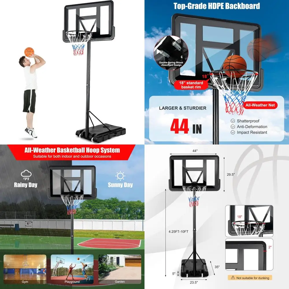 Adjustable 10FT Outdoor Basketball Goal with Shatterproof Backboard and Built-in Wheels for Kids and Adults
Adjustable 10FT Outdoor Basketball Goal with Shatterproof Backboard and Built-in Wheels for Kids and Adults