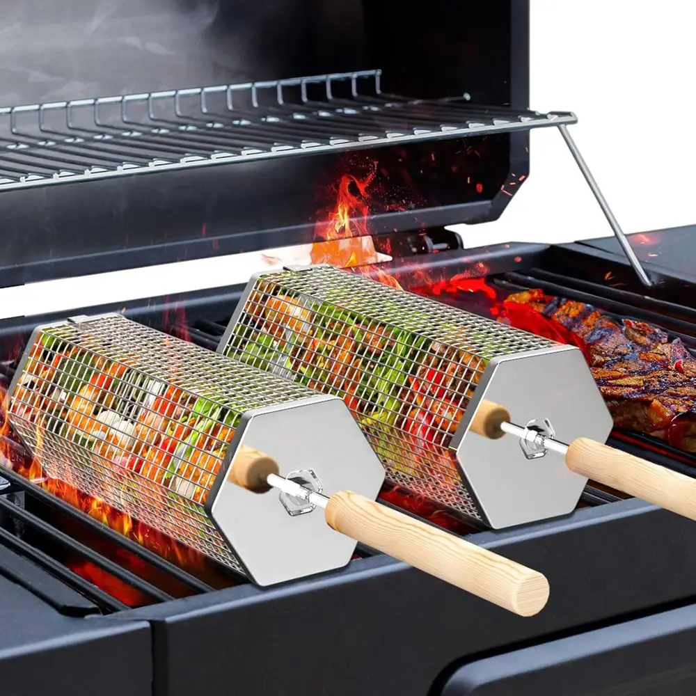 Collapsible Grill Basket with Detachable Wooden Handle, 304 Stainless Steel, Stackable BBQ Tools, Ideal for Outdoor Cooking, Cam
Collapsible Grill Basket with Detachable Wooden Handle, 304 Stainless Steel, Stackable BBQ Tools, Ideal for Outdoor Cooking, Cam