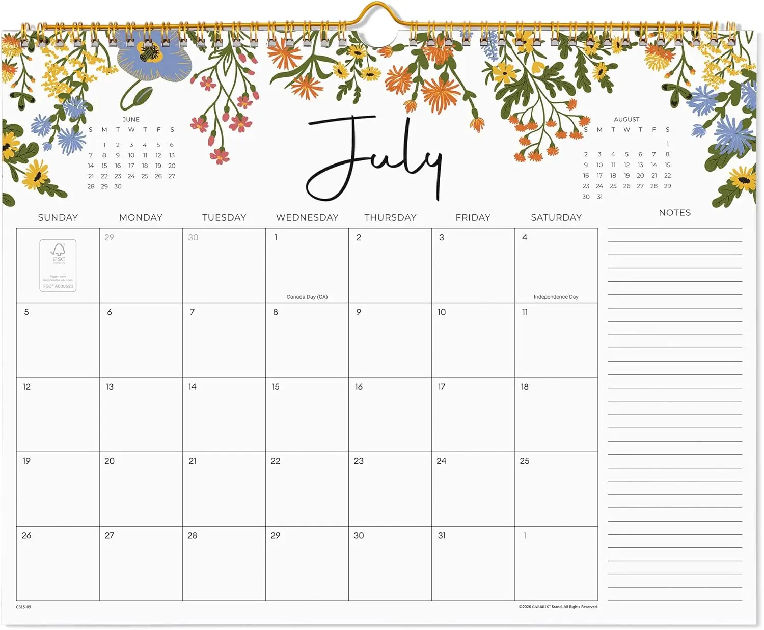 2026-2027 Wall Calendar, 18 Months July 2026 - Dec 2027, 15" x 12", Twin-Wire Binding, Floral Design
2026-2027 Wall Calendar, 18 Months July 2026 - Dec 2027, 15" x 12", Twin-Wire Binding, Floral Design