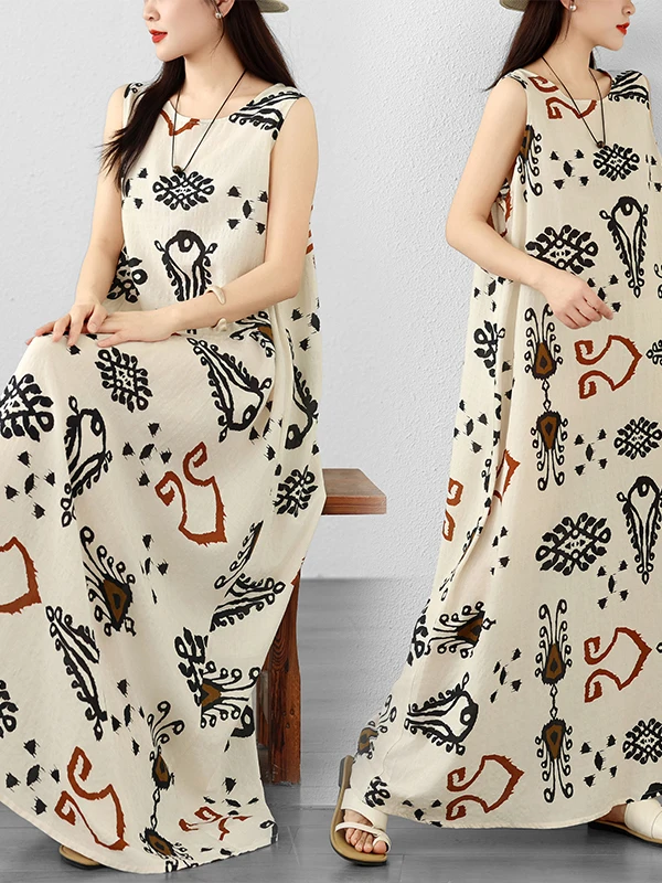 Summer High Waist Slim Fit Beach Style Vest Dress Cotton Linen Twist Artistic Long Skirt Sleeveless round Neck Gown for Women
Summer High Waist Slim Fit Beach Style Vest Dress Cotton Linen Twist Artistic Long Skirt Sleeveless round Neck Gown for Women