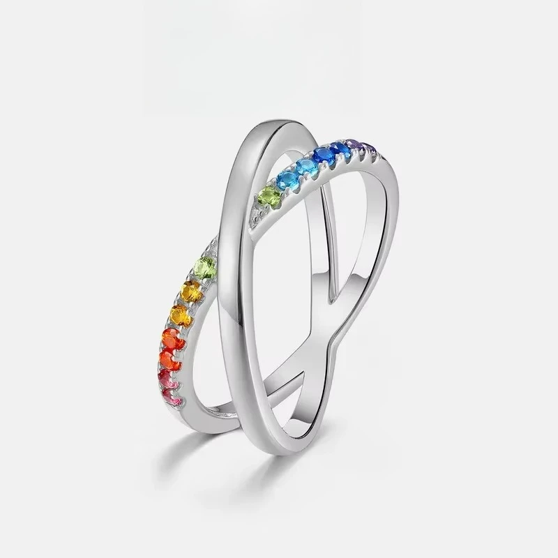 New Rainbow Moissanite Double Circle Cross Women's Ring S925 Silver Plated 18K Gold PT950 Platinum Ring Simple and Fashionable
New Rainbow Moissanite Double Circle Cross Women's Ring S925 Silver Plated 18K Gold PT950 Platinum Ring Simple and Fashionable