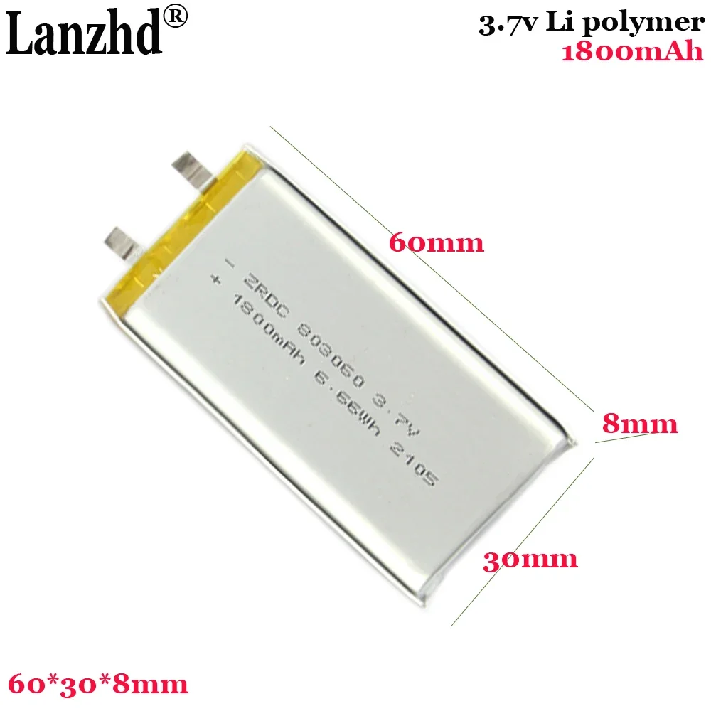 3.7V polymer lithium battery 1800mAh For Hand warmer Charger LED lamp Bluet batteryooth speaker battery 803060
3.7V polymer lithium battery 1800mAh For Hand warmer Charger LED lamp Bluet batteryooth speaker battery 803060
