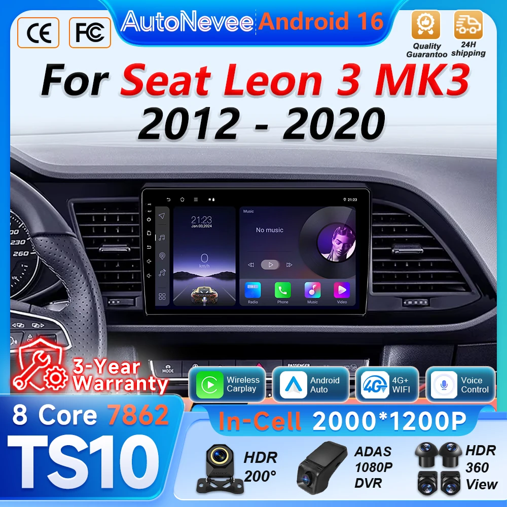 Android Auto Car Radio For Seat Leon 3 MK3 2012 2013 2014 2015 2016 2017 - 2020 Multimedia Player 5G Wifi 2din GPS Navigation
Android Auto Car Radio For Seat Leon 3 MK3 2012 2013 2014 2015 2016 2017 - 2020 Multimedia Player 5G Wifi 2din GPS Navigation