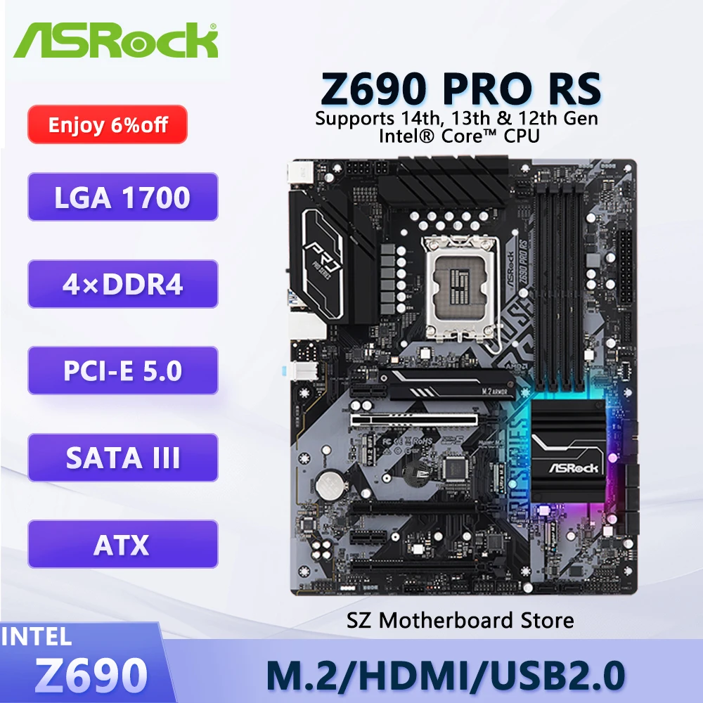 Игровая материнская плата ASROCK Z690 PRO RS Z690, LGA 1700 для i5-12600K i7-12700K i9-12900K, процессор DDR4, материнская плата M.2 SATA III ATX
Игровая материнская плата ASROCK Z690 PRO RS Z690, LGA 1700 для i5-12600K i7-12700K i9-12900K, процессор DDR4, материнская плата M.2 SATA III ATX