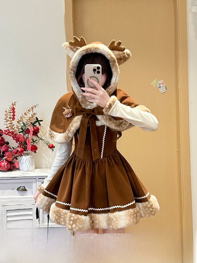 Adorable Deer Girl Hooded Dress Set Women's Winter Sweet Atmosphere Feeling Clothe Two-Piece Set Fashionable Casual Outfit
Adorable Deer Girl Hooded Dress Set Women's Winter Sweet Atmosphere Feeling Clothe Two-Piece Set Fashionable Casual Outfit