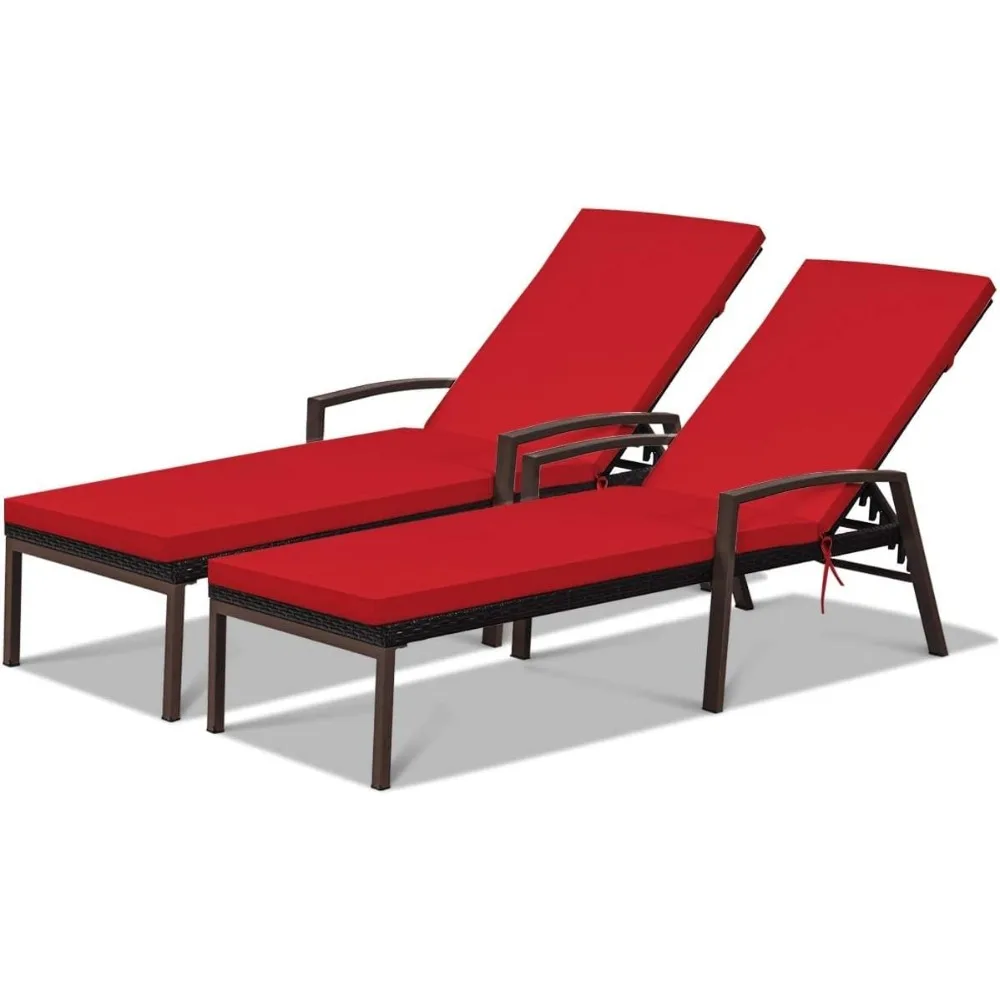 2PCS Patio Chaise Lounge Chair Outdoor Rattan Wicker Lounge Set Adjustable Backrest Poolside Chaise with Soft Cushions for Beac
2PCS Patio Chaise Lounge Chair Outdoor Rattan Wicker Lounge Set Adjustable Backrest Poolside Chaise with Soft Cushions for Beac