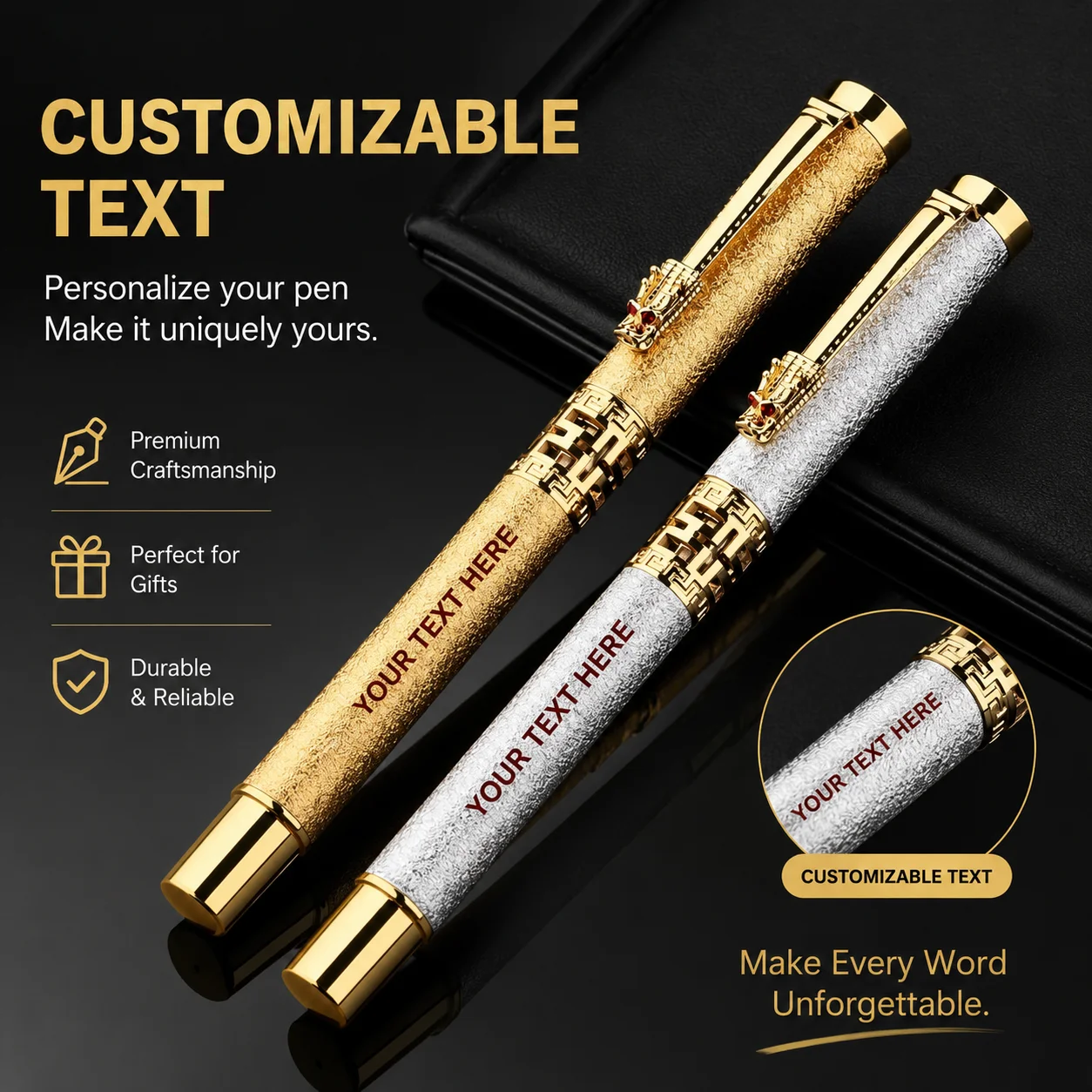 Elegant Custom Engraved Gold Metal Roller Pen Luxury Texture Signature Writing Pen Ideal Graduation Gift Anniversary Present
Elegant Custom Engraved Gold Metal Roller Pen Luxury Texture Signature Writing Pen Ideal Graduation Gift Anniversary Present