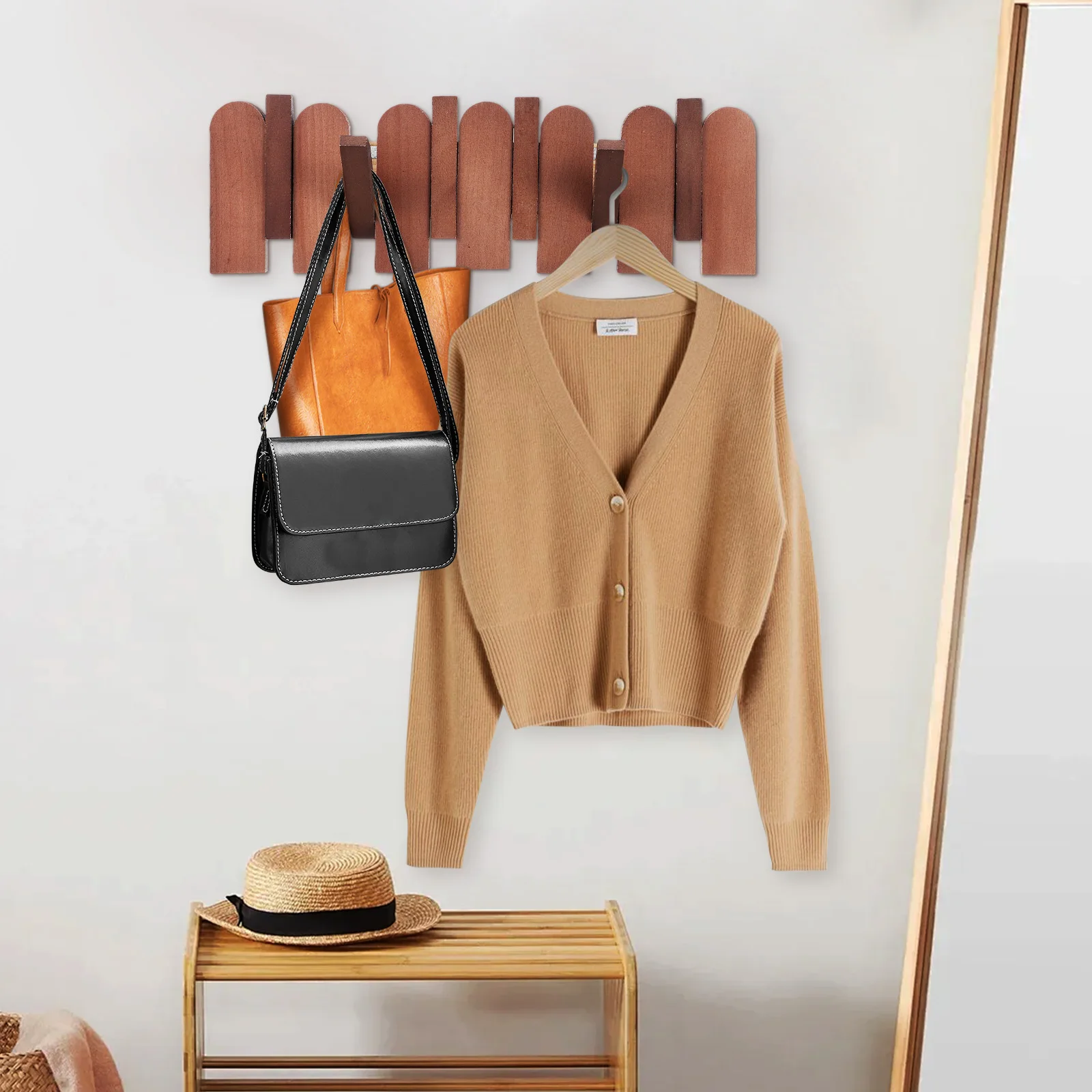 Piano Key Hanger Solid Wood Wall Mounted Coat Rack Hooks for Clothes Bags Small Space Home Decor Creative Design
Piano Key Hanger Solid Wood Wall Mounted Coat Rack Hooks for Clothes Bags Small Space Home Decor Creative Design