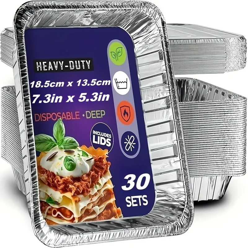 30 Thick Tin Foil Meal Boxes, Disposable Takeaway Boxes, Square Tin Foil Boxes, Ovens, Barbecue And Baking Are Available
30 Thick Tin Foil Meal Boxes, Disposable Takeaway Boxes, Square Tin Foil Boxes, Ovens, Barbecue And Baking Are Available
