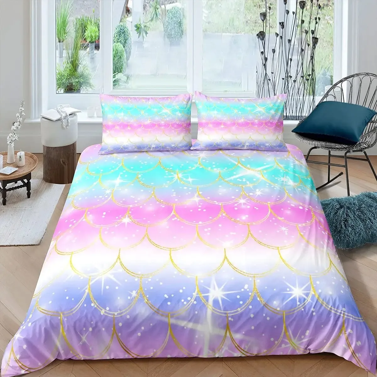 Fish Scales Duvet Cover Set Bedding Set Colorful Mermaid Scale Quilt Cover Pillowcase Queen Size Girls 23pcs Comforter Cover
Fish Scales Duvet Cover Set Bedding Set Colorful Mermaid Scale Quilt Cover Pillowcase Queen Size Girls 23pcs Comforter Cover