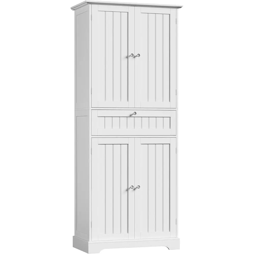 72-Inch Tall White Bathroom Storage Cabinet with Glass Doors and Adjustable Shelves
72-Inch Tall White Bathroom Storage Cabinet with Glass Doors and Adjustable Shelves