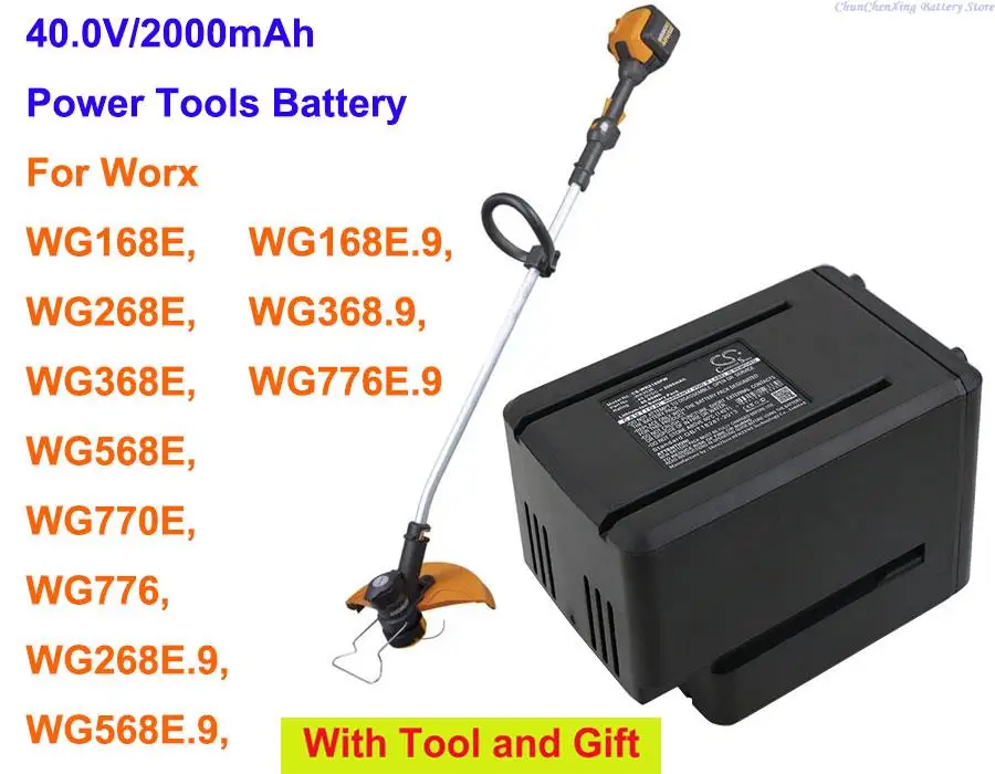 CS 40.0V 2000mAh Power Tools battery WA3536 for Worx WG168E,WG268E,WG368E, WG568E, WG770E,WG776,WG268E.9,WG568E.9,WG168E.9 +TOOL
CS 40.0V 2000mAh Power Tools battery WA3536 for Worx WG168E,WG268E,WG368E, WG568E, WG770E,WG776,WG268E.9,WG568E.9,WG168E.9 +TOOL