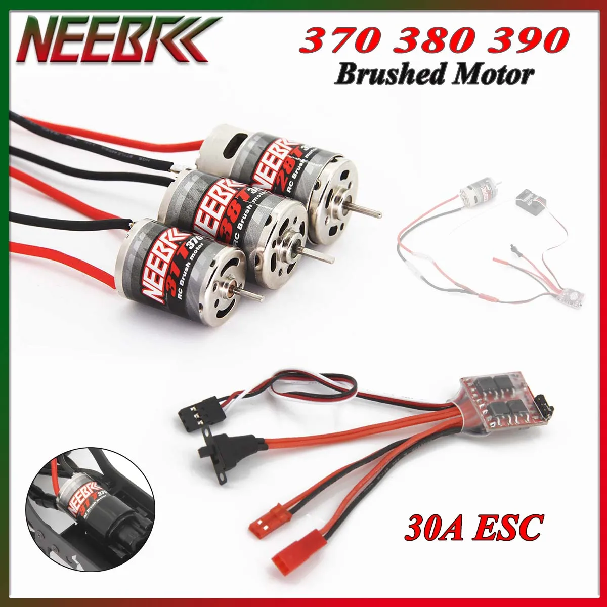 NEEBRC 370 380 390 RC Crawler Brushed Motor 30A ESC Speed Controller for 1/10 1/16 1/18 1/24 RC Car AXIAL SCX24 TRX RGT Parts
NEEBRC 370 380 390 RC Crawler Brushed Motor 30A ESC Speed Controller for 1/10 1/16 1/18 1/24 RC Car AXIAL SCX24 TRX RGT Parts