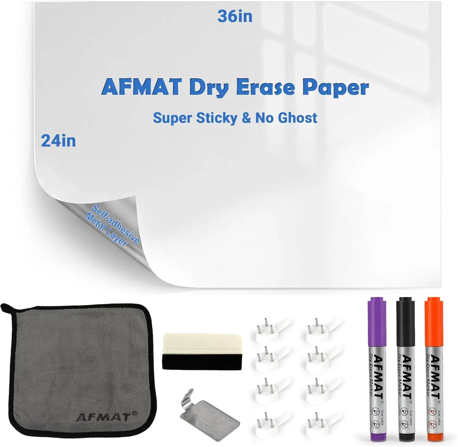 Dry Erase Whiteboard Paper Roll 36x24in, Peel and Stick Wall Sticker with 3 Markers, No Ghost After 60 Days, for Home Office
Dry Erase Whiteboard Paper Roll 36x24in, Peel and Stick Wall Sticker with 3 Markers, No Ghost After 60 Days, for Home Office