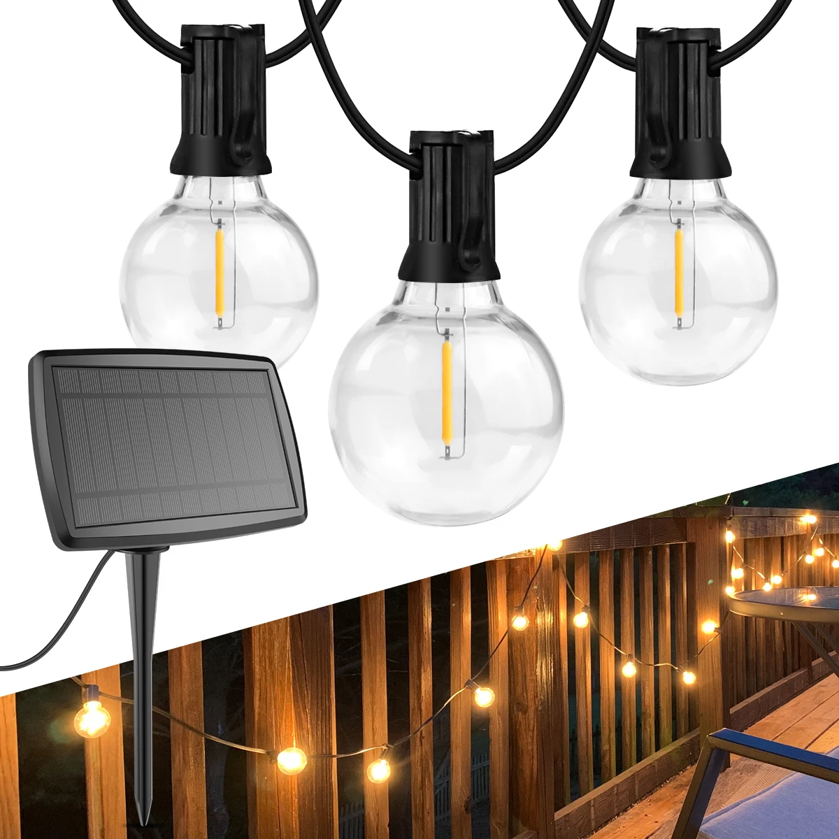 Fast Charging LED G40 Bulbs Light String Solar Power Fairy Garland String Lights LED Outdoor Garden Waterproof Holiday Christmas
Fast Charging LED G40 Bulbs Light String Solar Power Fairy Garland String Lights LED Outdoor Garden Waterproof Holiday Christmas