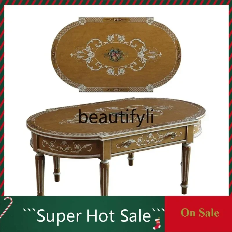 P62 European hand-painted tulip solid wood birch sticker gold foil black coffee table with drawer
P62 European hand-painted tulip solid wood birch sticker gold foil black coffee table with drawer