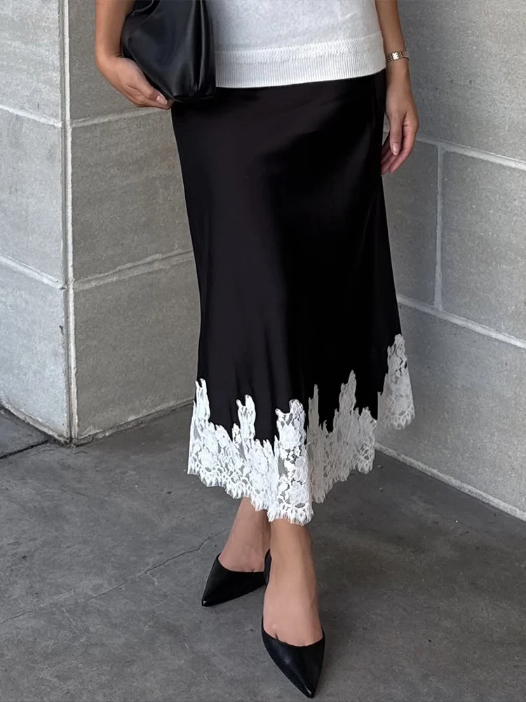Trendix Lace Satin Skirt Women 2026 New High Waist Patchwork Fashion Midi Skirts Office Commute Slim Party Elegant Evening Skirt
Trendix Lace Satin Skirt Women 2026 New High Waist Patchwork Fashion Midi Skirts Office Commute Slim Party Elegant Evening Skirt