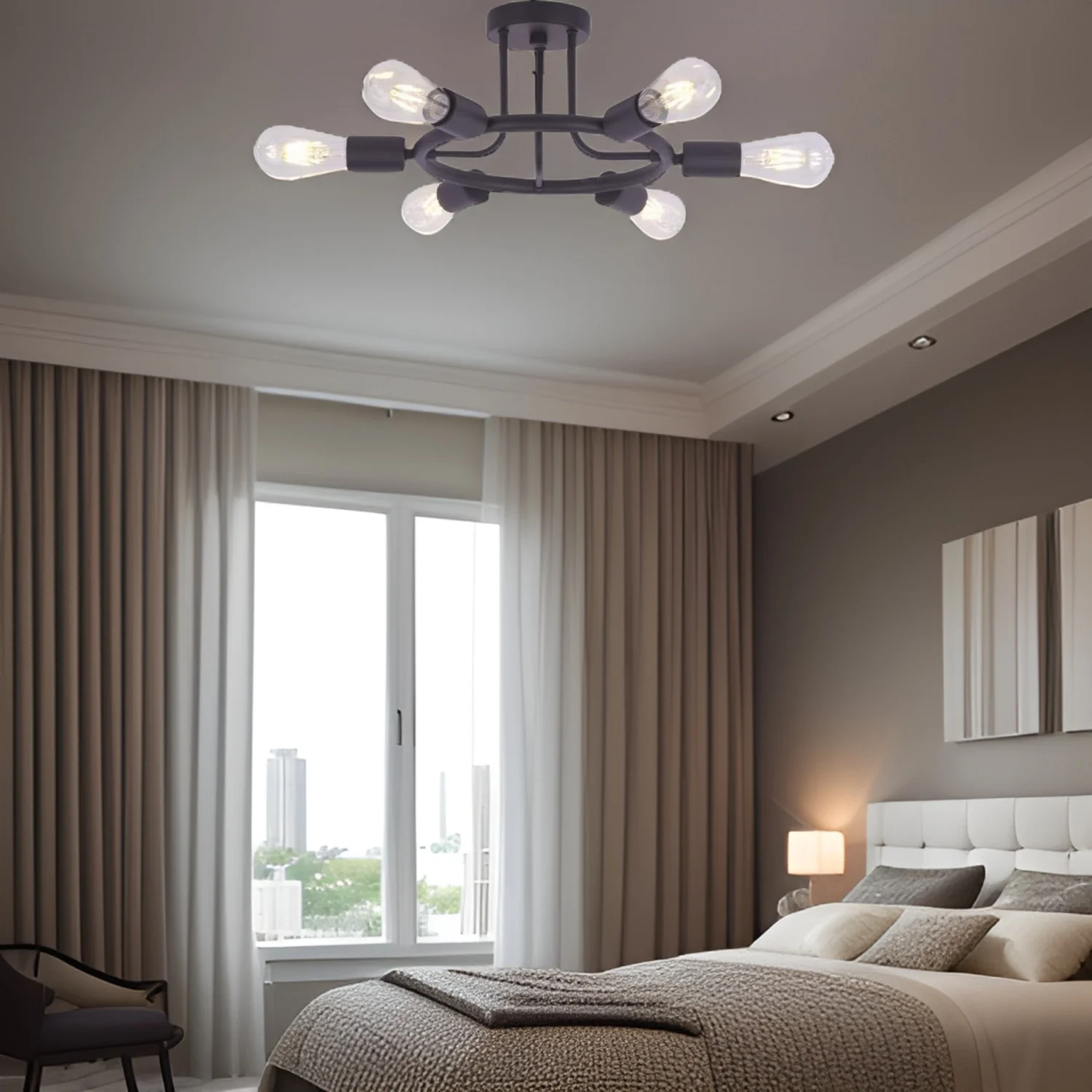 6 Light Modern Sputnik Lights Semi Flush Mount Ceiling Light Oil-Rubbed Bronze Finished
6 Light Modern Sputnik Lights Semi Flush Mount Ceiling Light Oil-Rubbed Bronze Finished