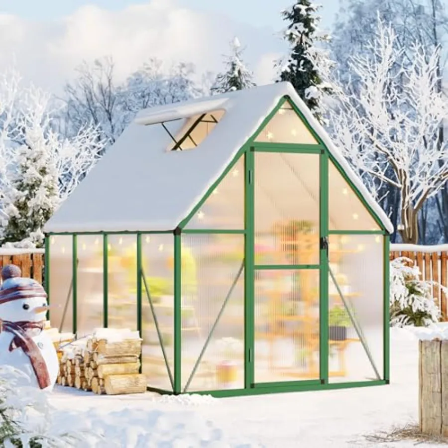 6x7 FT Outdoor Greenhouse with Roof Vent - Heavy Duty Aluminum Polycarbonate Greenhouse Easy Assembly Lockable Door for Patio B
6x7 FT Outdoor Greenhouse with Roof Vent - Heavy Duty Aluminum Polycarbonate Greenhouse Easy Assembly Lockable Door for Patio B