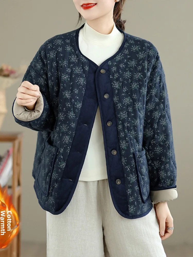 Retro Korean Floral Cotton Jacket Women's Winter Large Size Thin Cotton Home Mom Cotton Top Loose Fit Long Sleeve Button up
Retro Korean Floral Cotton Jacket Women's Winter Large Size Thin Cotton Home Mom Cotton Top Loose Fit Long Sleeve Button up