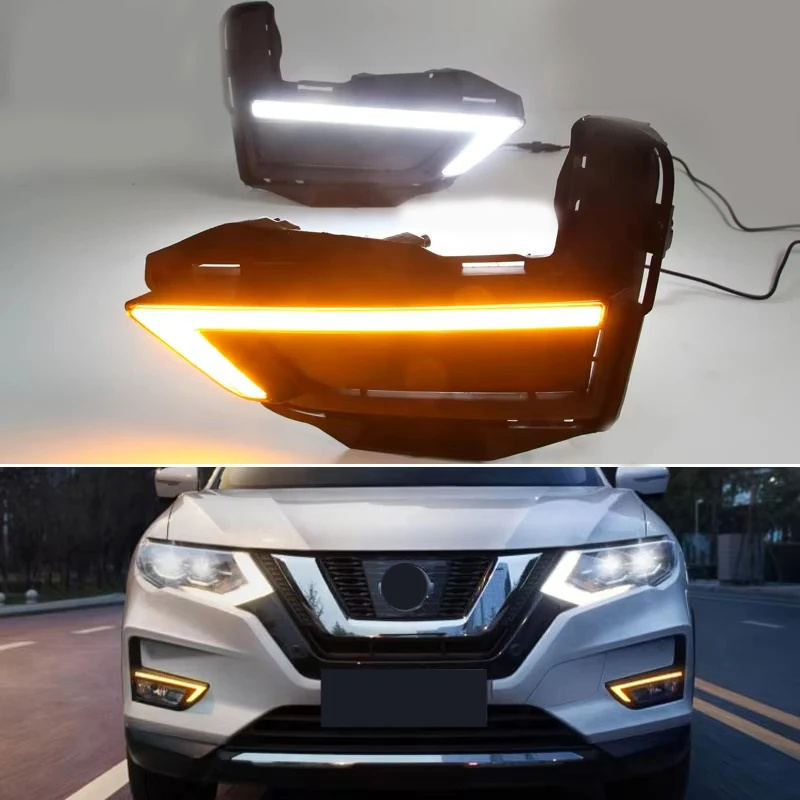 Car LED 12V Daylights For Nissan X-trail T32 2017-2019 Yellow Turn Signal Daytime Running Headlamps Auto Driving Lamp Foglamps
Car LED 12V Daylights For Nissan X-trail T32 2017-2019 Yellow Turn Signal Daytime Running Headlamps Auto Driving Lamp Foglamps