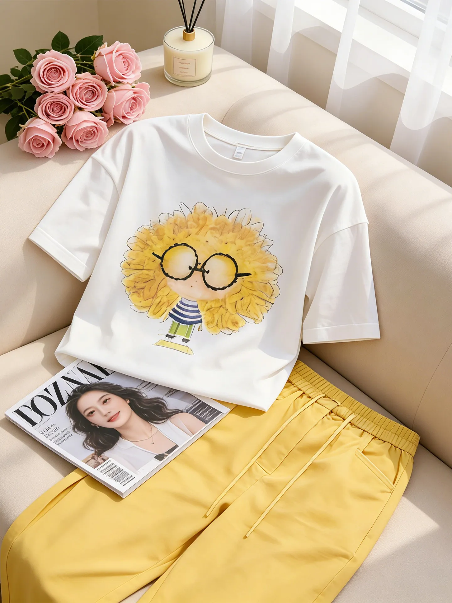 2026 New Women's Summer Korean Style Cartoon Print Short Sleeve Drawstring Wide Leg Pants Two Piece Set Breathable Lightweight
2026 New Women's Summer Korean Style Cartoon Print Short Sleeve Drawstring Wide Leg Pants Two Piece Set Breathable Lightweight