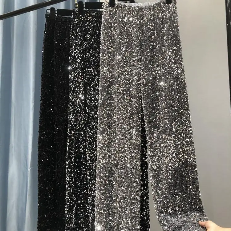 Women 2024 Autumn Winter New Korean Sequined Wide-leg Pants Female Long Velvet Trousers Ladies Loose Casual Straight Pant T694
Women 2024 Autumn Winter New Korean Sequined Wide-leg Pants Female Long Velvet Trousers Ladies Loose Casual Straight Pant T694