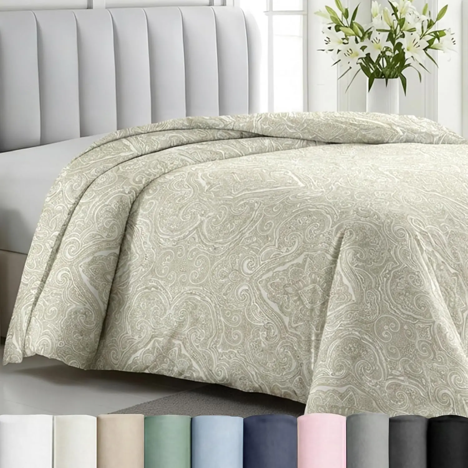 100% Cotton Duvet Cover Queen/Full - 400 Thread Count Sateen Beige Comforter Cover with Button Closure & Corner Ties
100% Cotton Duvet Cover Queen/Full - 400 Thread Count Sateen Beige Comforter Cover with Button Closure & Corner Ties