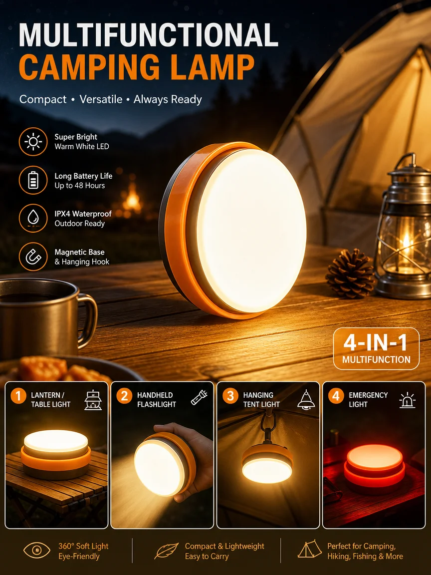 Solar Camping Lantern Rechargeable LED Tent Light 3 Colors+Red SOS Type-C Solar Charging 1500mAh IPX4 Outdoor
Solar Camping Lantern Rechargeable LED Tent Light 3 Colors+Red SOS Type-C Solar Charging 1500mAh IPX4 Outdoor