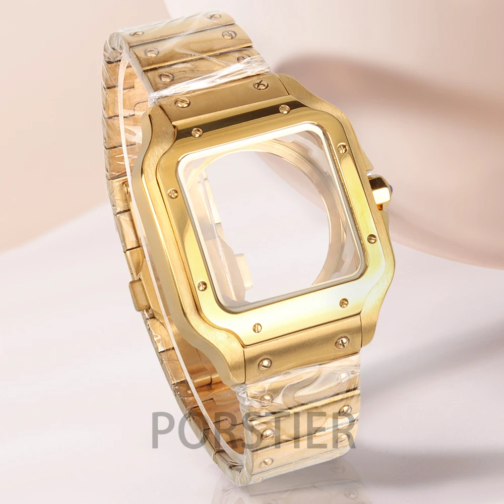 NH35 Gold PVD Square Watch Cases 38mm and Bracelet Stainless steel Watch Accessories for 27mm Dial NH35 NH36 movement Waterproof
NH35 Gold PVD Square Watch Cases 38mm and Bracelet Stainless steel Watch Accessories for 27mm Dial NH35 NH36 movement Waterproof