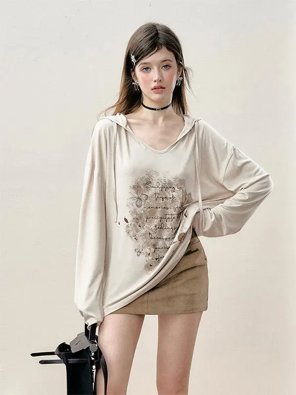 16DEWS American Style Light Brown Printed Hooded Long Sleeve Thin Shirt Casual Slimming Anti-aging Top for Women
16DEWS American Style Light Brown Printed Hooded Long Sleeve Thin Shirt Casual Slimming Anti-aging Top for Women