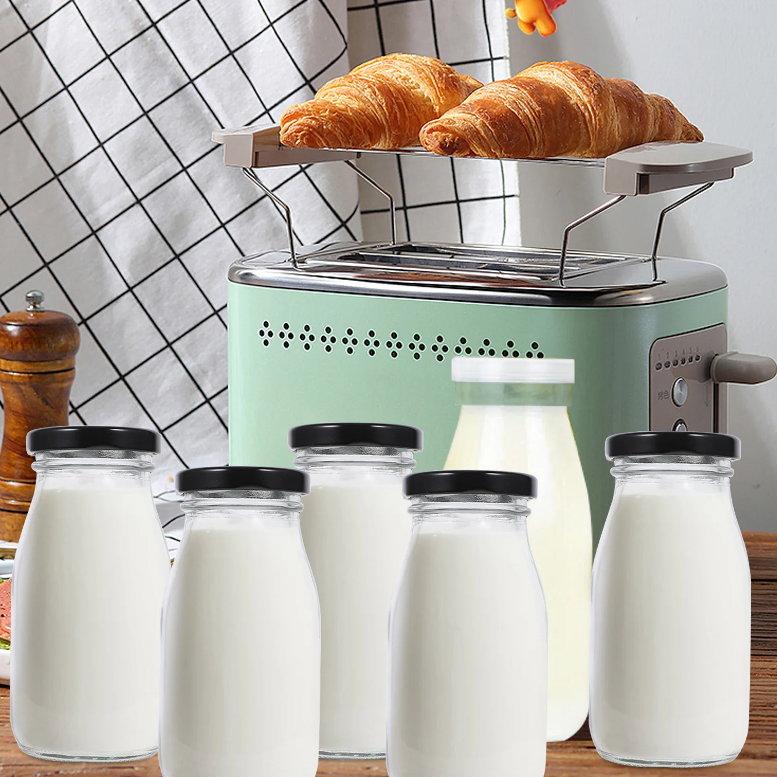 4Pcs Glass Milk Bottles 200ml Reusable Milk Containers with Lids Clear Portable Beverage Storage for Refrigerator
4Pcs Glass Milk Bottles 200ml Reusable Milk Containers with Lids Clear Portable Beverage Storage for Refrigerator