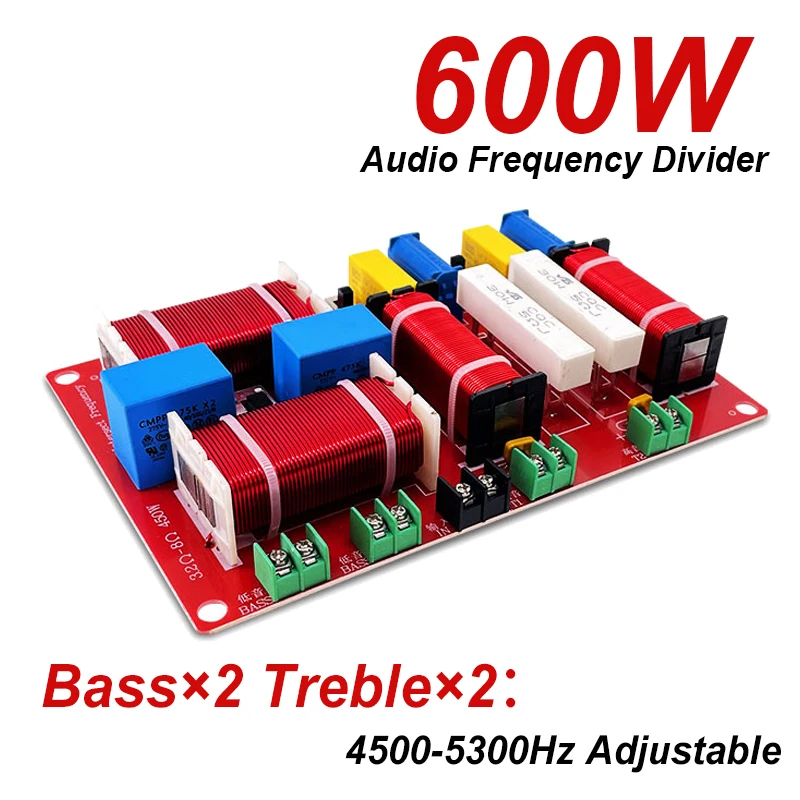 600W HiFi Speaker Frequency Divider 4Ways Audio Crossover 4500-5300Hz Adjustable Bass Treble Frequency Filter Woofer Tweeter
600W HiFi Speaker Frequency Divider 4Ways Audio Crossover 4500-5300Hz Adjustable Bass Treble Frequency Filter Woofer Tweeter