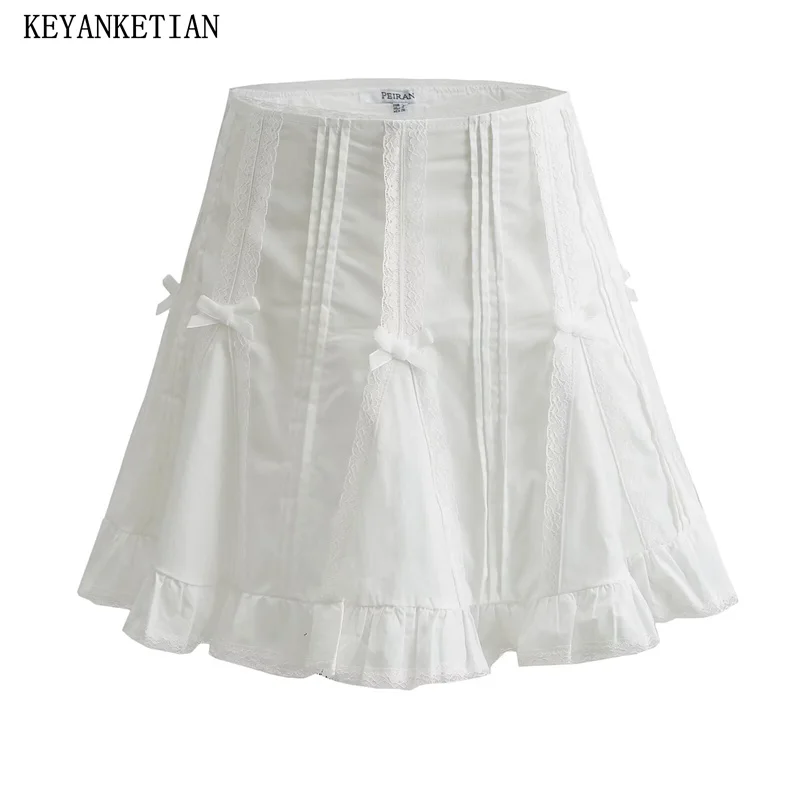 KEYANKETIAN 2024 New Launch Women's Bow Lace Decoration White High-Waisted Skirt Mori Girl Style Side Zipper Slim Mini Skort
KEYANKETIAN 2024 New Launch Women's Bow Lace Decoration White High-Waisted Skirt Mori Girl Style Side Zipper Slim Mini Skort