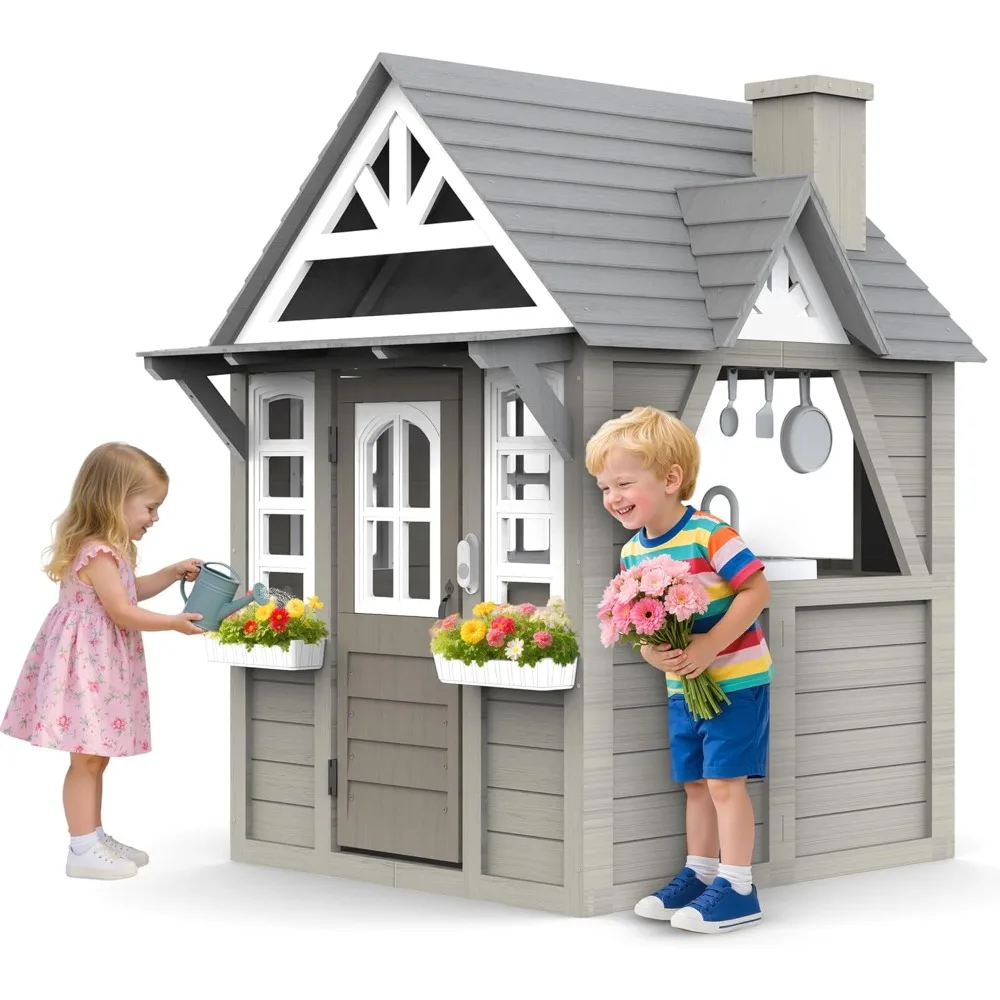 Kids Playhouse Outdoor,Wooden Play House Playset for Kids, Large, Sturdy, Realistic Design with Kitchen, Doorbell, Flower Pot
Kids Playhouse Outdoor,Wooden Play House Playset for Kids, Large, Sturdy, Realistic Design with Kitchen, Doorbell, Flower Pot