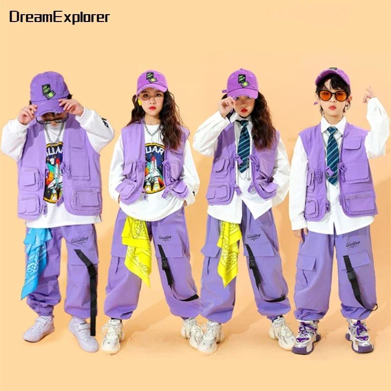 Children Hip Hop Purple Vest Cargo Pants Girls Streetwear Boys Street Dance Joggers Kids Jazz Costumes Fashion Clothes Sets
Children Hip Hop Purple Vest Cargo Pants Girls Streetwear Boys Street Dance Joggers Kids Jazz Costumes Fashion Clothes Sets