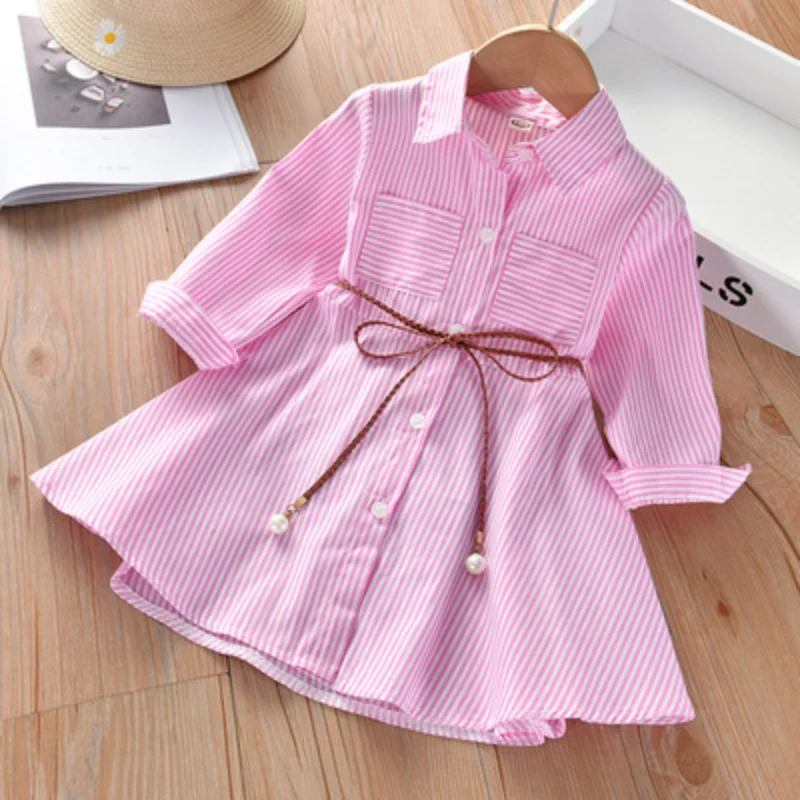 2025 Versatile Girls Pinstripe Dress 2023 Spring New Summer Children's Shirt Dress Toddler Kid Korean Casual Dress 2-6Years Old
2025 Versatile Girls Pinstripe Dress 2023 Spring New Summer Children's Shirt Dress Toddler Kid Korean Casual Dress 2-6Years Old
