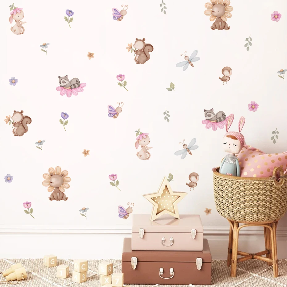 Cartoon Bear Rabbit Animal Flowers Wall Stickers Removable for Bedroom Living Room Nursery Background Decoration Wall Decals
Cartoon Bear Rabbit Animal Flowers Wall Stickers Removable for Bedroom Living Room Nursery Background Decoration Wall Decals