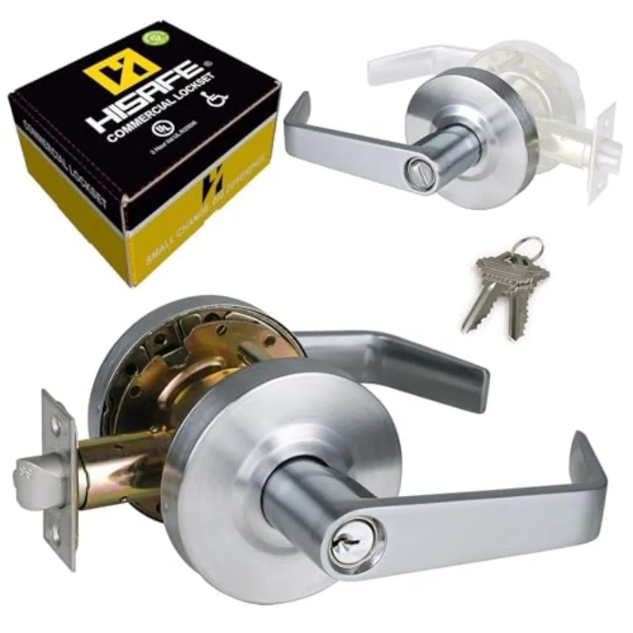 Grade 2 Commercial Door Locks Heavy Duty Office Door Lever, Non-Handed, UL 3 Hour Fire Rated, ADA Compliant, Satin Chrome Finis
Grade 2 Commercial Door Locks Heavy Duty Office Door Lever, Non-Handed, UL 3 Hour Fire Rated, ADA Compliant, Satin Chrome Finis