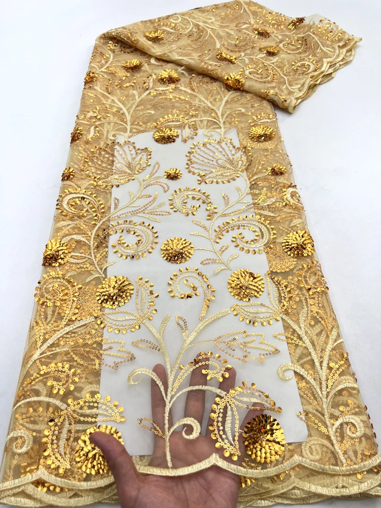 Nigerian Lace Gold 5 Yards High Quality African Tulle Lace Fabric Sequins Lace For Wedding Dress Sew Diy Women Cloth F3731
Nigerian Lace Gold 5 Yards High Quality African Tulle Lace Fabric Sequins Lace For Wedding Dress Sew Diy Women Cloth F3731