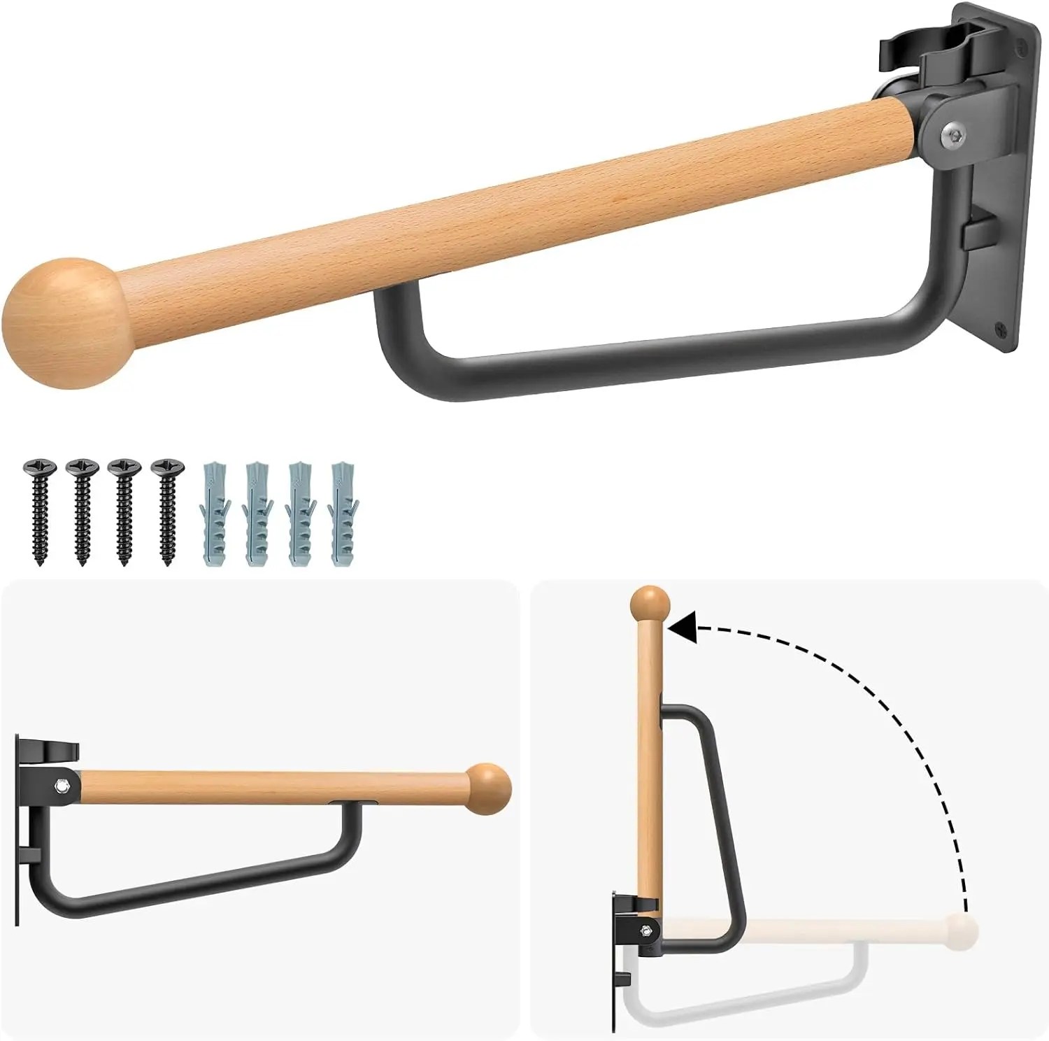 24 Inch Foldable Toilet Grab Bar, Wall Mounted Wooden Safety Rail for Bathroom, Non-Slip & Waterproof, Supports 350 lbs, for Elderly Disabled Pregnant
24 Inch Foldable Toilet Grab Bar, Wall Mounted Wooden Safety Rail for Bathroom, Non-Slip & Waterproof, Supports 350 lbs, for Elderly Disabled Pregnant