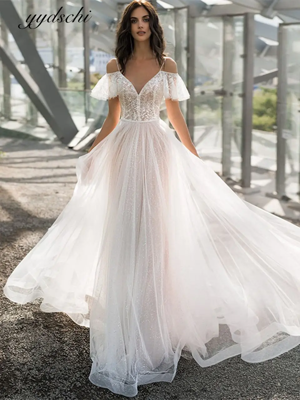 2024 Bohemian V-Neck Wedding Dress For Women Beach Party Dress Spaghetti Straps Button Short Sleeves Elegant Bridal Gown
2024 Bohemian V-Neck Wedding Dress For Women Beach Party Dress Spaghetti Straps Button Short Sleeves Elegant Bridal Gown