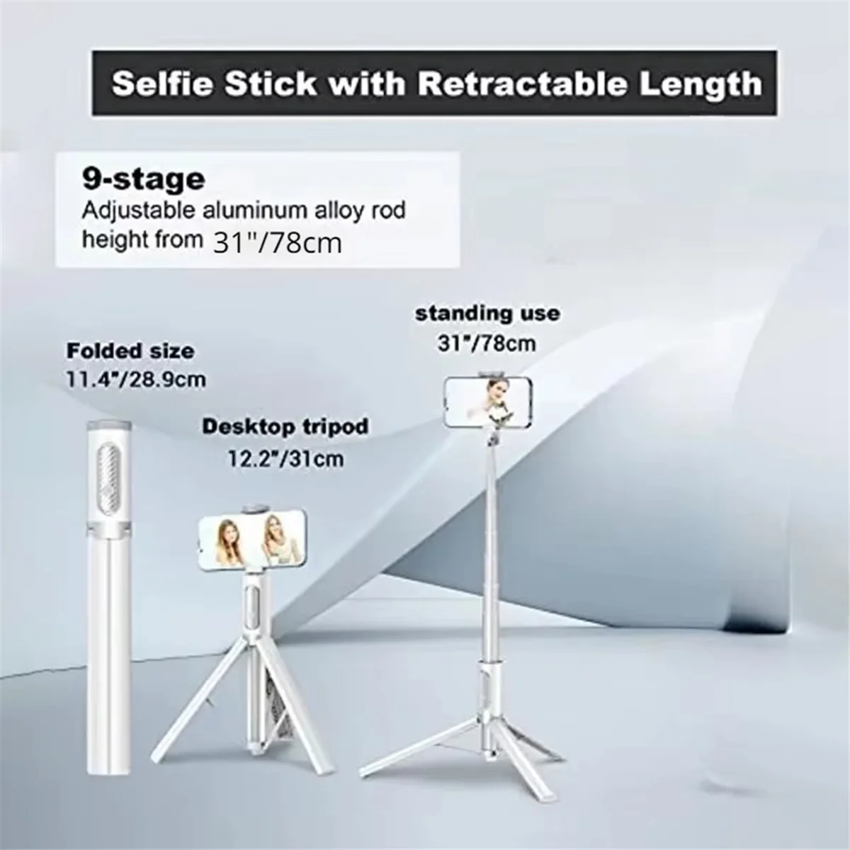 POP-lCell Phone Selfie Stick Portable Aluminum Selfie Stick Extendable Tripod with Bluetooth Remote for 4-7 Inch
POP-lCell Phone Selfie Stick Portable Aluminum Selfie Stick Extendable Tripod with Bluetooth Remote for 4-7 Inch