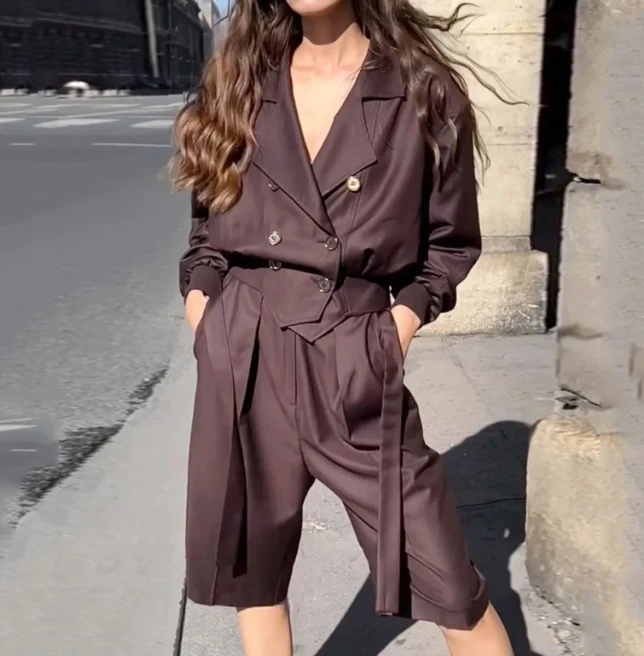 FashionTwo-Piece Suit for Women Long Sleeve High Street Shirt & Pants Set Temperament Commuting Woman Shorts Set Commuting Style
FashionTwo-Piece Suit for Women Long Sleeve High Street Shirt & Pants Set Temperament Commuting Woman Shorts Set Commuting Style