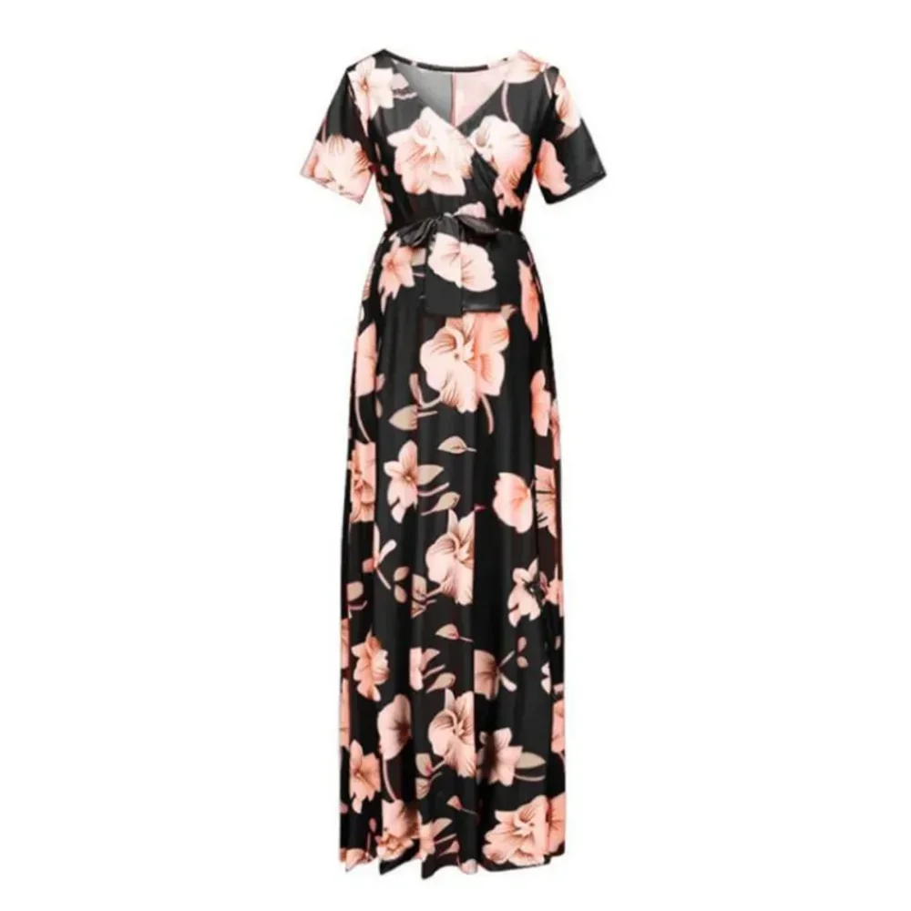 Maternity Maxi Dress Flower Print Ruched V Neck Empire Waist Short Sleeve Casual Pregnancy Dress Photoshoot Baby Shower Dresses
Maternity Maxi Dress Flower Print Ruched V Neck Empire Waist Short Sleeve Casual Pregnancy Dress Photoshoot Baby Shower Dresses