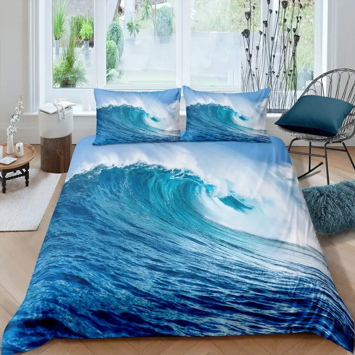 Летний пляжный комплект пододеяльников Queen King Size Ocean Комплект постельного белья с принтом морских волн и 2 наволочками Шамс 3 шт.
Летний пляжный комплект пододеяльников Queen King Size Ocean Комплект постельного белья с принтом морских волн и 2 наволочками Шамс 3 шт.