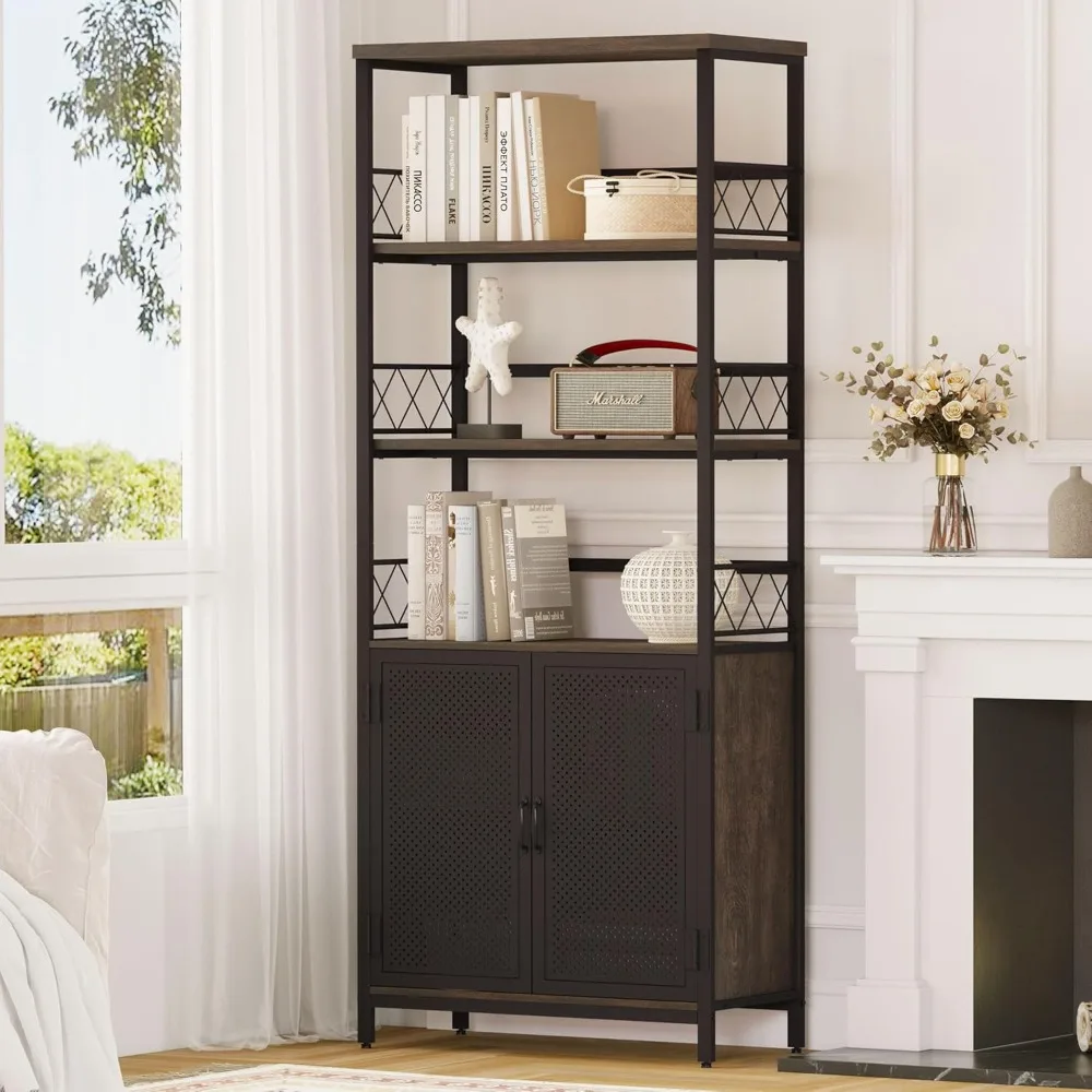 Farmhouse Book Shelf with Storage, Industrial Tall Bookshellf with Doors and Shelves, Rustic Wood Bookcase with Cabinet for
Farmhouse Book Shelf with Storage, Industrial Tall Bookshellf with Doors and Shelves, Rustic Wood Bookcase with Cabinet for