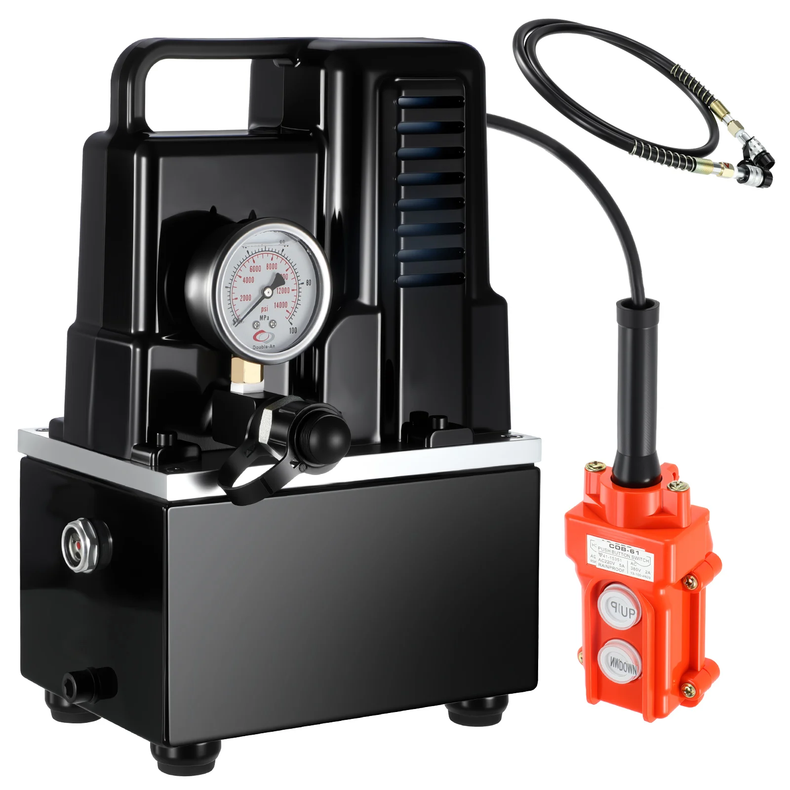 Electric Hydraulic Pump, 750W 10,000 PSI, 120V Single Acting Electric Driven Hydraulic Pump Power Pack Unit, with Solenoid Valve, 0.53 Gallon / 2L, for Punching, Bending, Single Acting Cylinders
Electric Hydraulic Pump, 750W 10,000 PSI, 120V Single Acting Electric Driven Hydraulic Pump Power Pack Unit, with Solenoid Valve, 0.53 Gallon / 2L, for Punching, Bending, Single Acting Cylinders