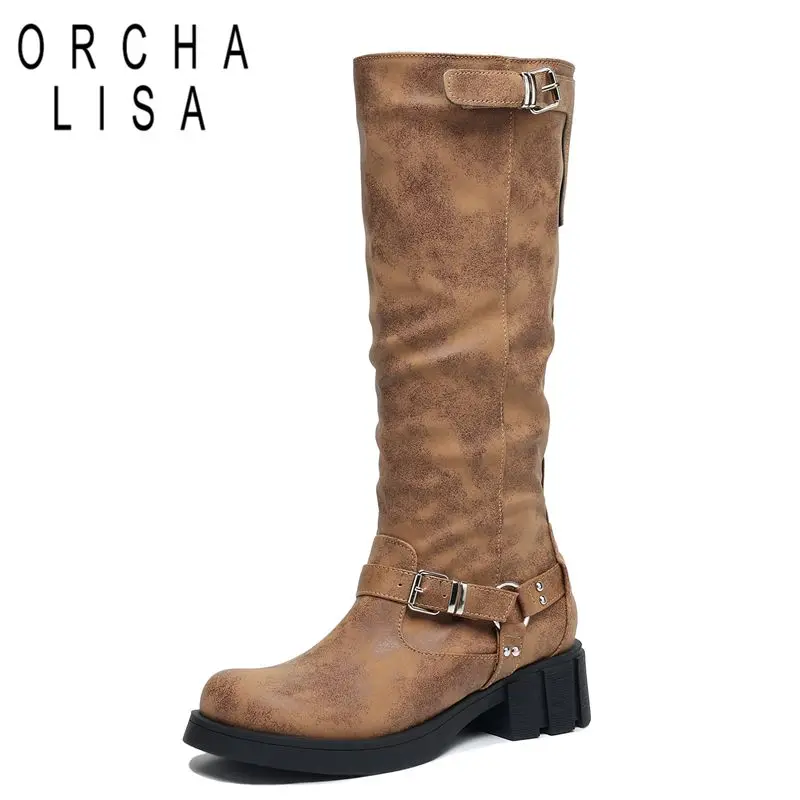 ORCHA LISA Khaki Women Knee High Boots Round Toe 5cm Thick Heel Slip On Belt Buckle Big Size 41 42 43 Leisure Daily Western Bota
ORCHA LISA Khaki Women Knee High Boots Round Toe 5cm Thick Heel Slip On Belt Buckle Big Size 41 42 43 Leisure Daily Western Bota