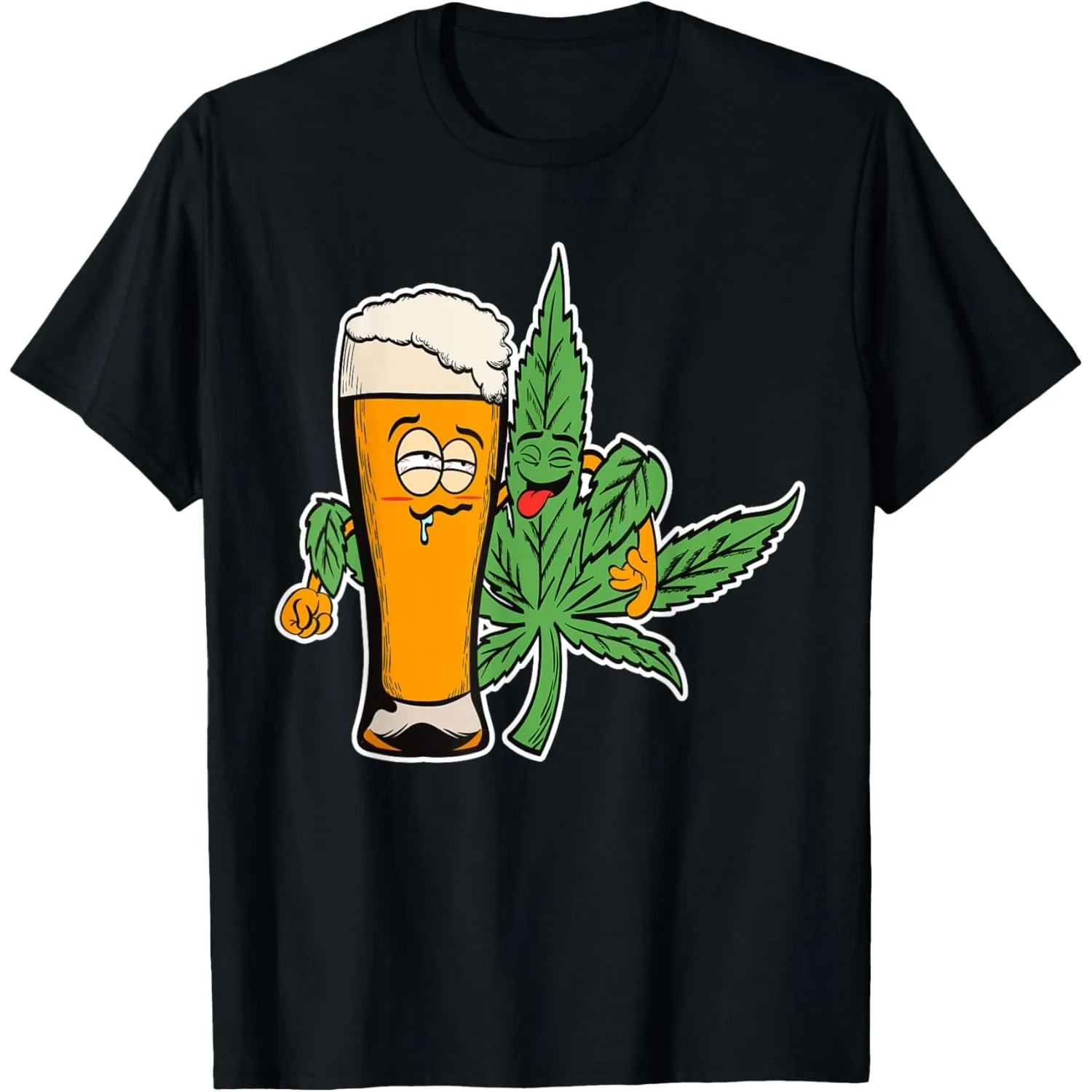 Funny Beer and Weed Graphic Tee Cartoon Alcohol and Cannabis Print Short Sleeve T-Shirt
Funny Beer and Weed Graphic Tee Cartoon Alcohol and Cannabis Print Short Sleeve T-Shirt